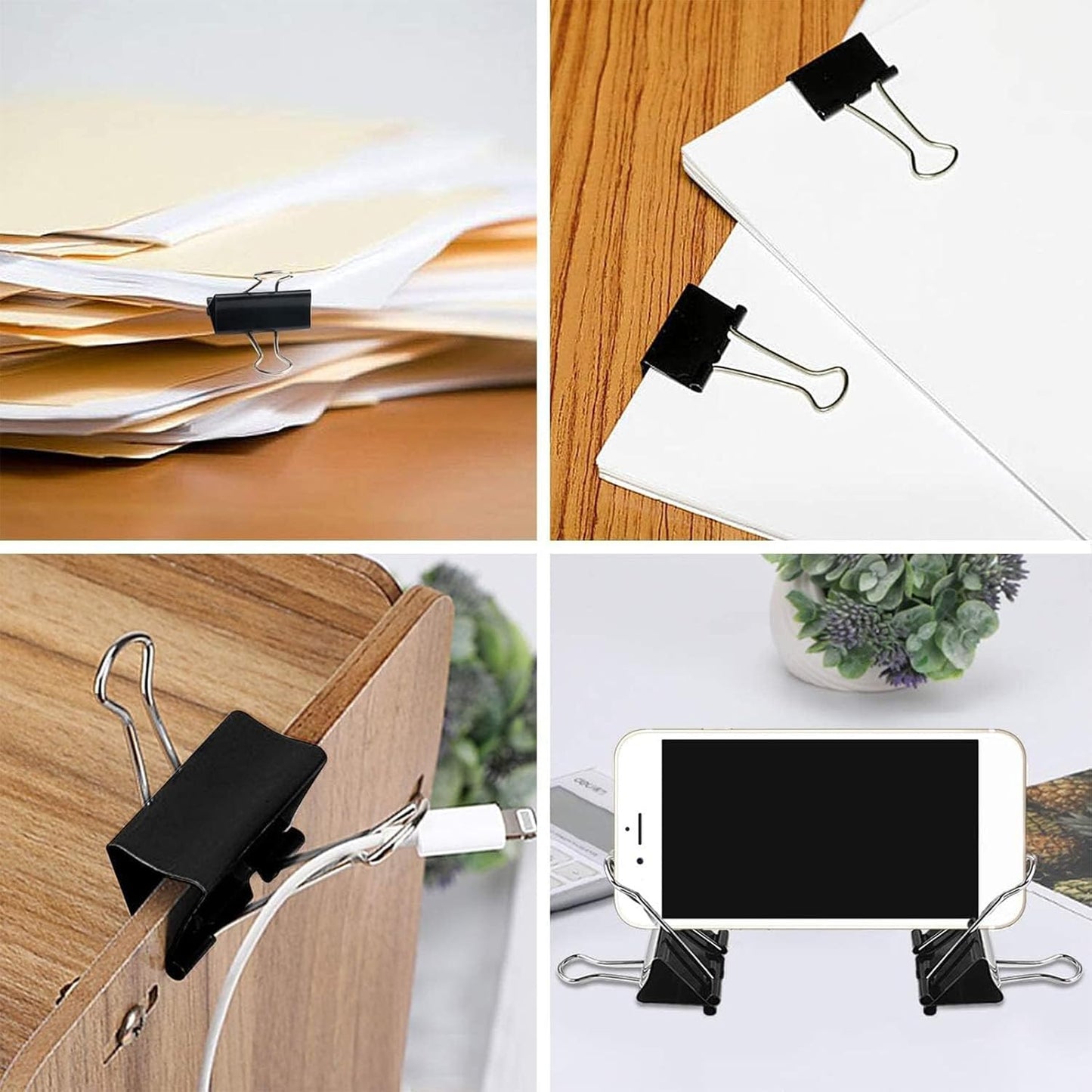 SANNIX 75 PCS Mini Binder Clips, 3/4 inch 19mm Binder Clips Black Paper Clamps Small Size for Office Home School