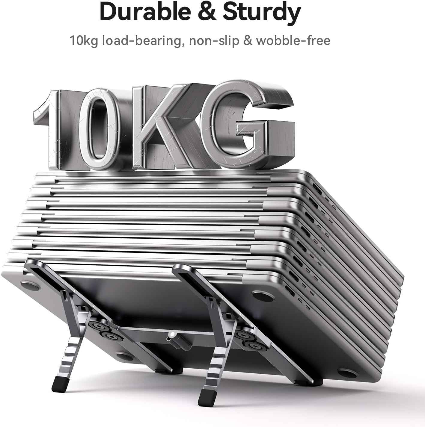 ICE COOREL Portable Laptop Stand, Foldable Laptop Riser for Desk, 6-Level Adjustable Ergonomic Computer Stand, Premium Aluminum Alloy Notebook Holder Compatible with 10-17 Inch Laptops & Tablets