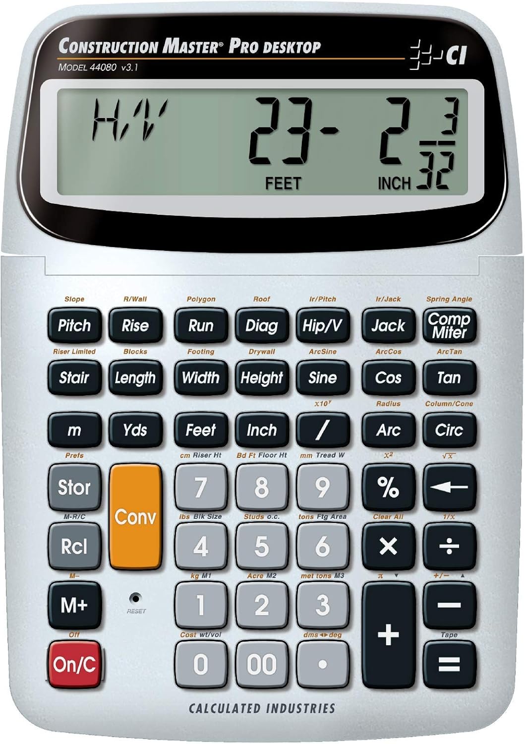 Calculated Industries 4065 Construction Master ProCalculator & 44080 Construction Master Pro-Desktop Advanced Construction Math Feet-Inch-Fraction Calculator with Trig Tool