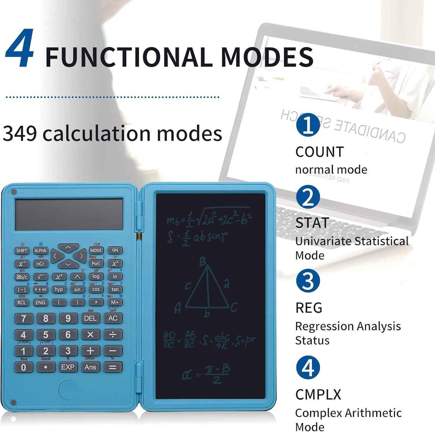 Basic Calculator Notepad with 6.5 Inch LCD Writing Tablet, Rechargeable, Lock Button and E-Pen,12 Digit Display, Also Inkless Drawing/Memo Pads/Planning Boards, Hand-held for Daily and Basic Office