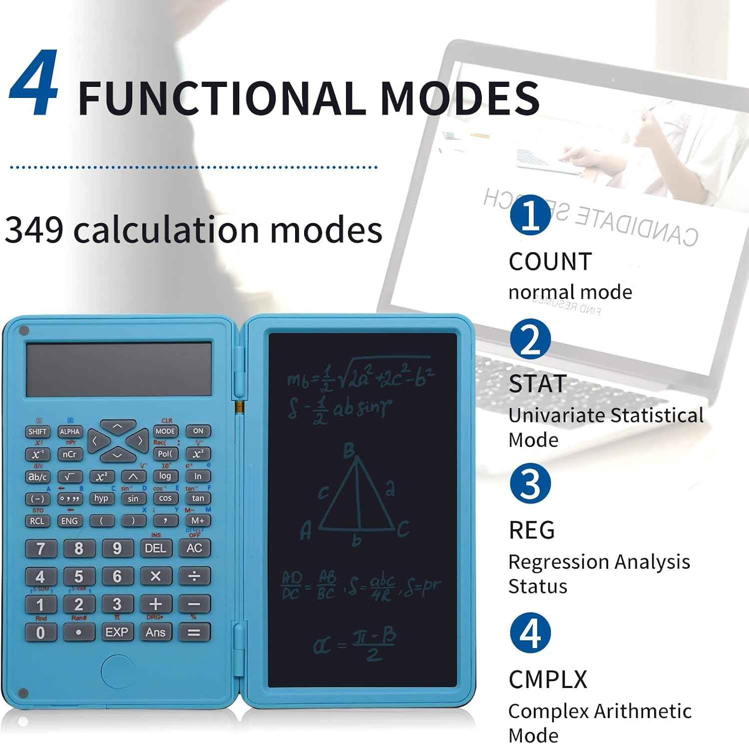 Basic Calculator Notepad with 6.5 Inch LCD Writing Tablet, Rechargeable, Lock Button and E-Pen,12 Digit Display, Also Inkless Drawing/Memo Pads/Planning Boards, Hand-held for Daily and Basic Office