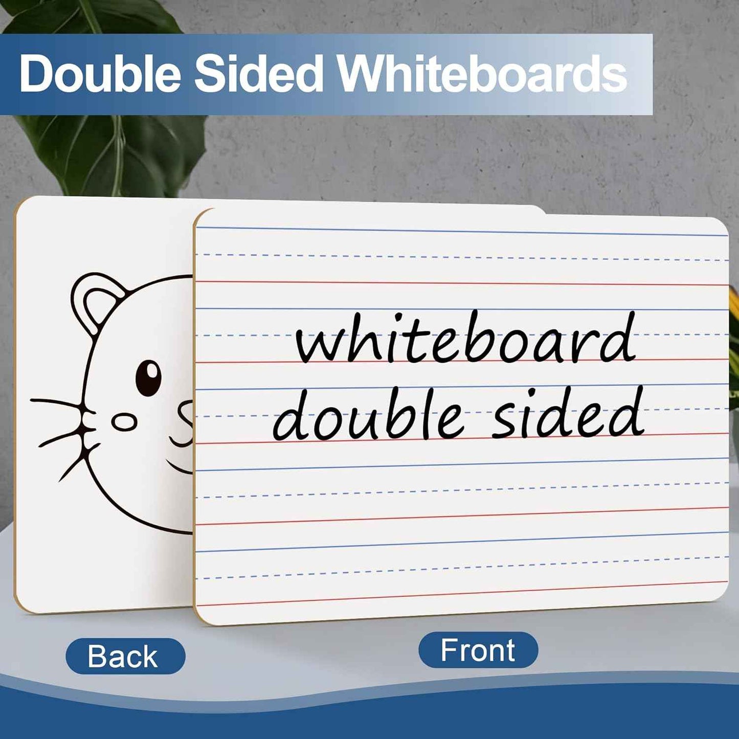 Dry Erase Boards, 30 Pack 9 x 12 Inch Mini Portable Practice White Boards with 30 Markers, 30 Erasers, Double Sided Personal Small Whiteboards with Lines for Kids, Students, Teachers Classroom School