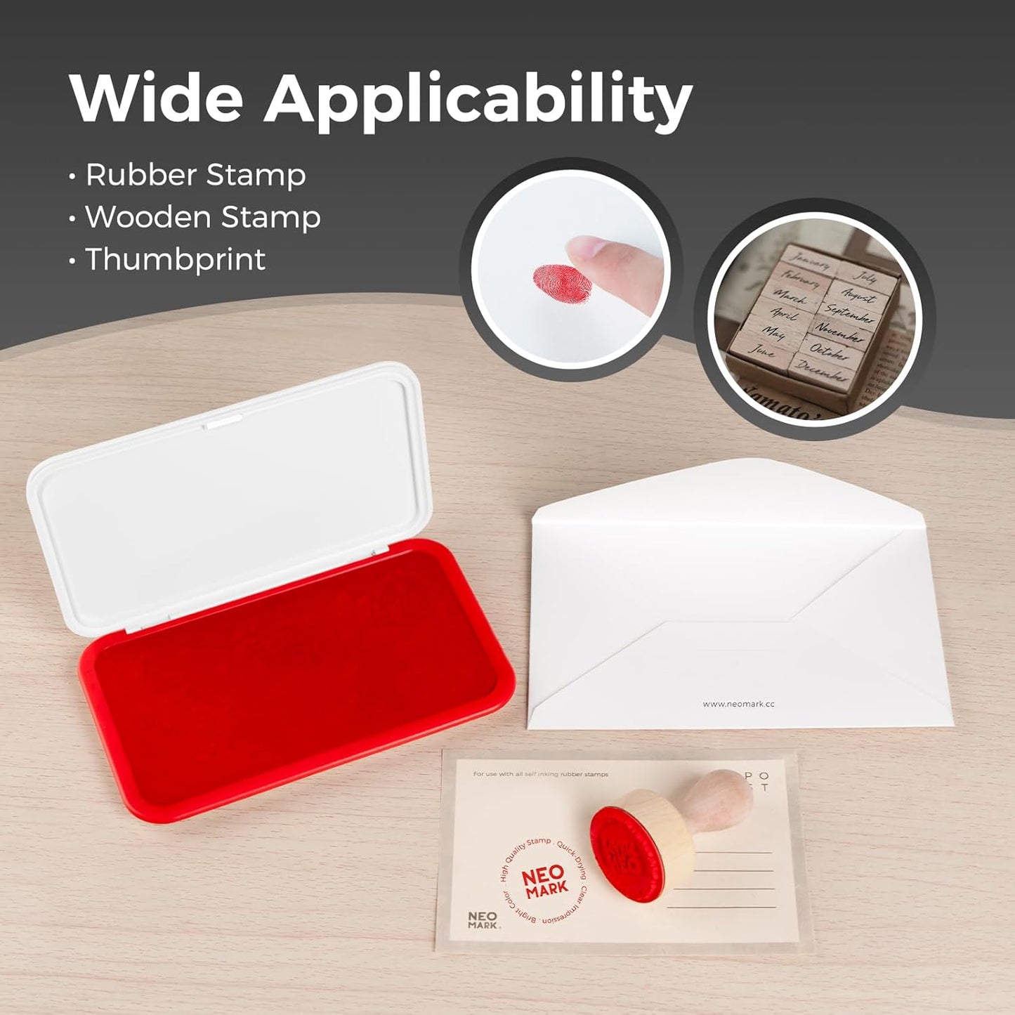 Large Stamp Pad - 3.50"x 6.25", Magnetic Lid, Premium Quality Felt Stamp Pad (Red)