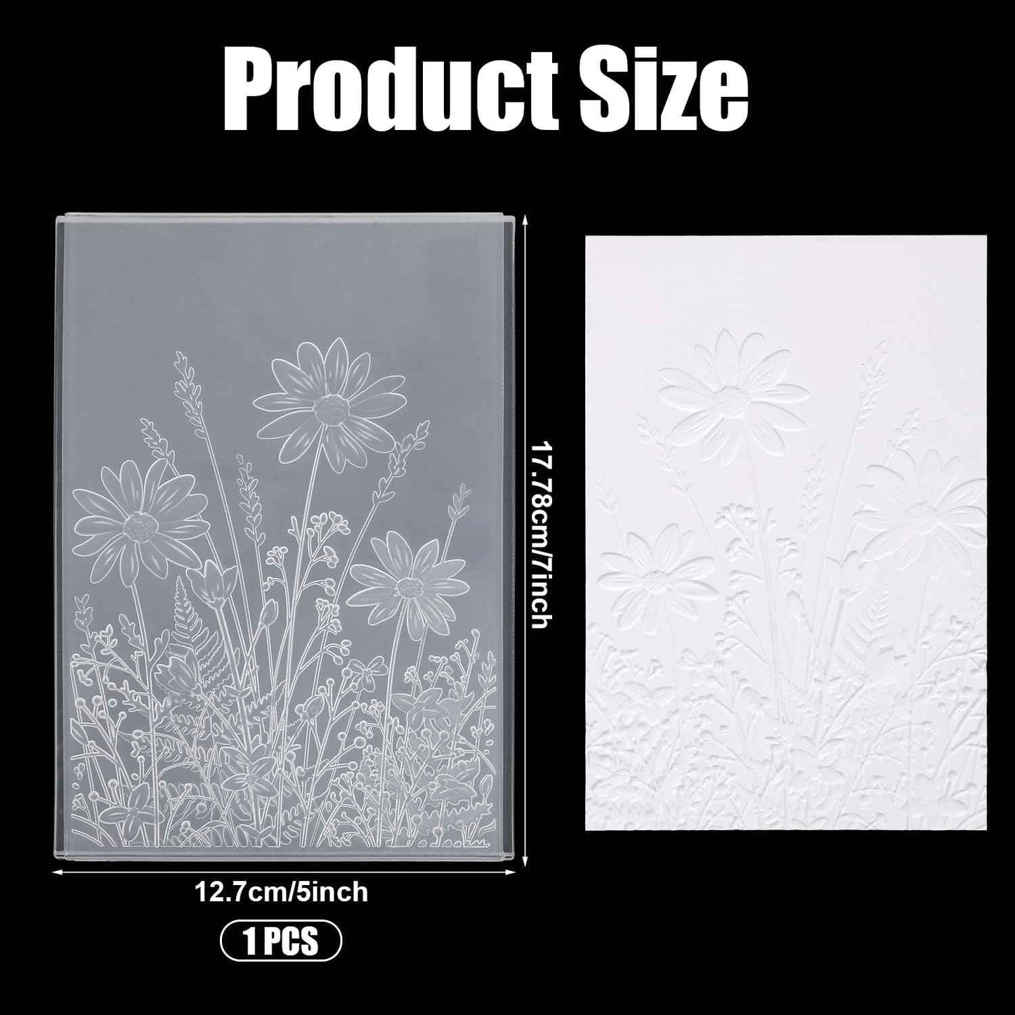 3D Embossing Folder, 5x7in Flower Leaf Background Plastic Embossing Folders for Card Making Embossed Template Plates for DIY Craft Tools Scrapbooking Paper Album Supplies