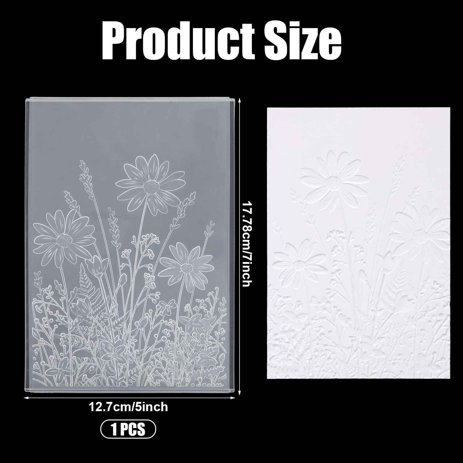 3D Embossing Folder, 5x7in Flower Leaf Background Plastic Embossing Folders for Card Making Embossed Template Plates for DIY Craft Tools Scrapbooking Paper Album Supplies