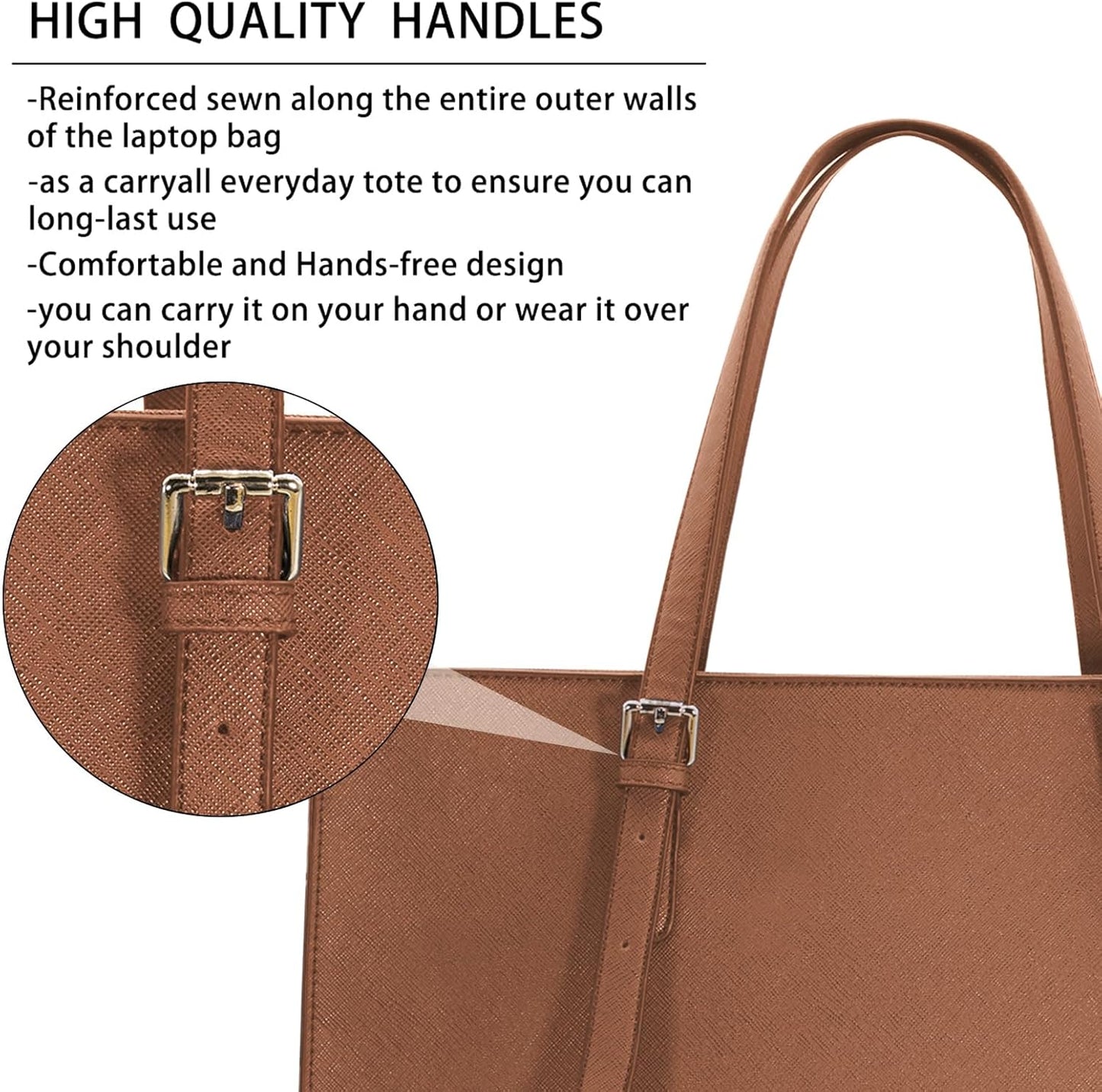 Laptop Bag for Women Waterproof Lightweight Leather 15.6 Inch Computer Tote Bag Business Office Briefcase Large Capacity Handbag Shoulder Bag Professional Office Work Bag