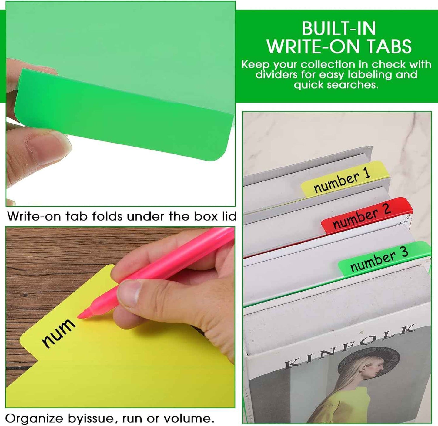 60 Pcs Comic Dividers - Multicolor Frosted Card Separator with Tabs Archival Polyethylene Plastic Dividers | Organize Comics Efficiently in Storage Boxes | Write-On Index Tab, 7.1 x 11 Inch
