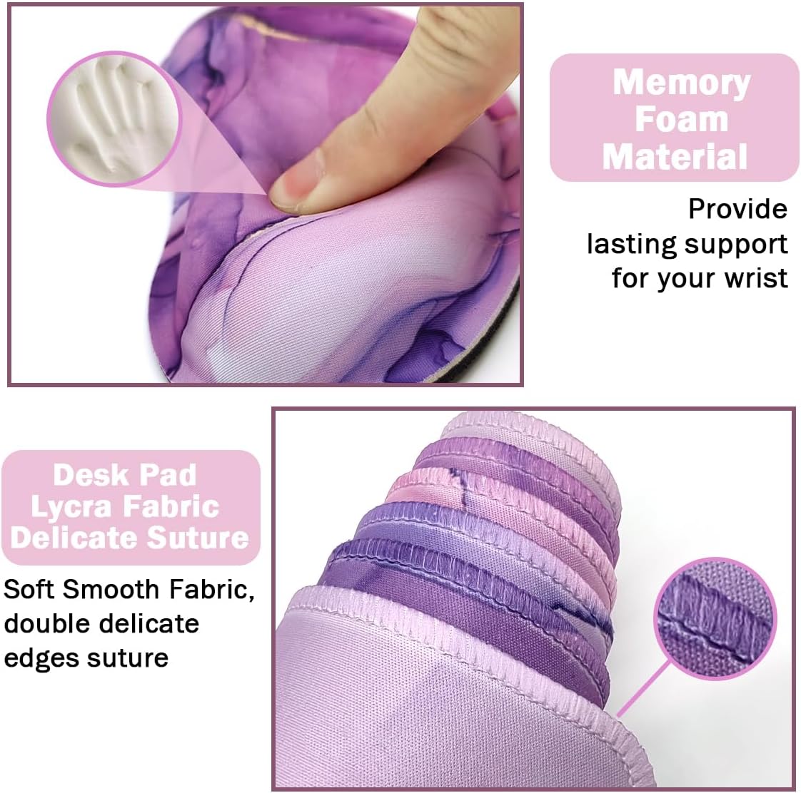 Large Keyboard Mouse Pad Set, Extended Mouse Pad+Keyboard Wrist Rest Support, Memory Foam Ergonomic Easy Typing, 4Pcs (35.4×15.7 in) Desk Pad Set for Home Office Study Game - Purple