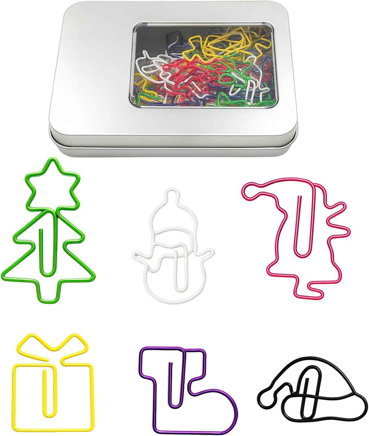 60pcs Cute Christmas Paper Clips, Fun Paperclips, Christmas Office Supplies, Office School Christmas Gifts