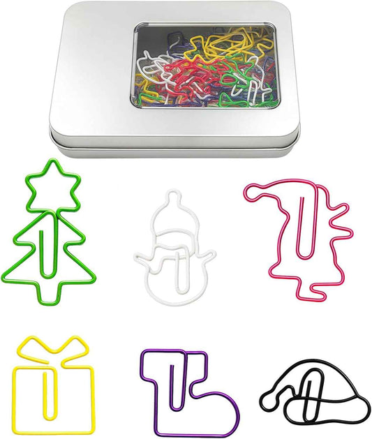 60pcs Cute Christmas Paper Clips, Fun Paperclips, Christmas Office Supplies, Office School Christmas Gifts