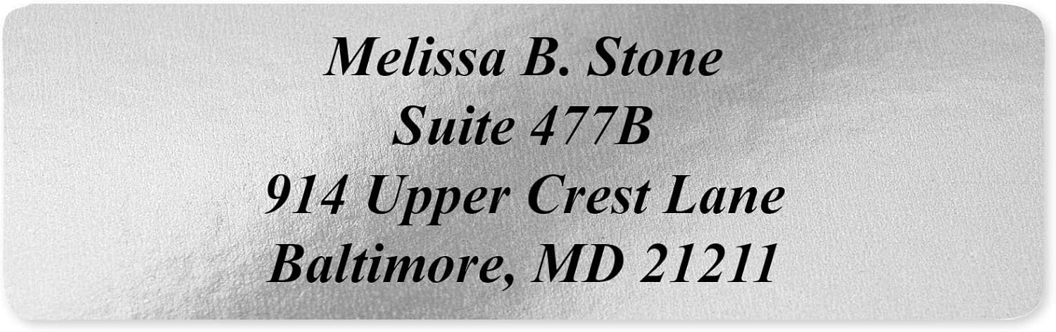 Silver Foil Personalized Return Address Labels Without Dispenser - Roll of 500 Custom Stickers - Lumora Desk