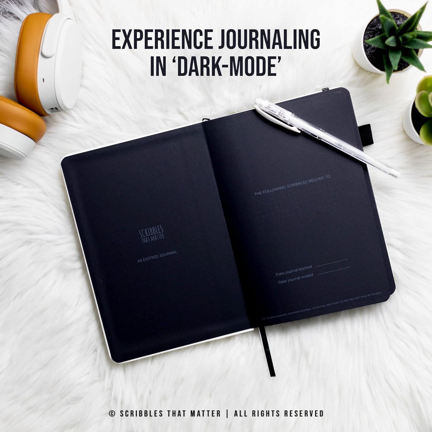 Black Paper Bullet Dotted Journal Notebook | B5 Starry Night by Scribbles That Matter | Free white gel pen | 160gsm Blackout no-bleed dot grid paper | For Men and Women | 7 x 10 in | White