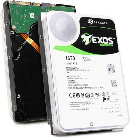 Seagate 16TB HDD Exos X16 7200 RPM 512e/4Kn SATA 6Gb/s 256MB Cache 3.5-Inch Enterprise Hard Drive (ST16000NM001G) (Renewed)
