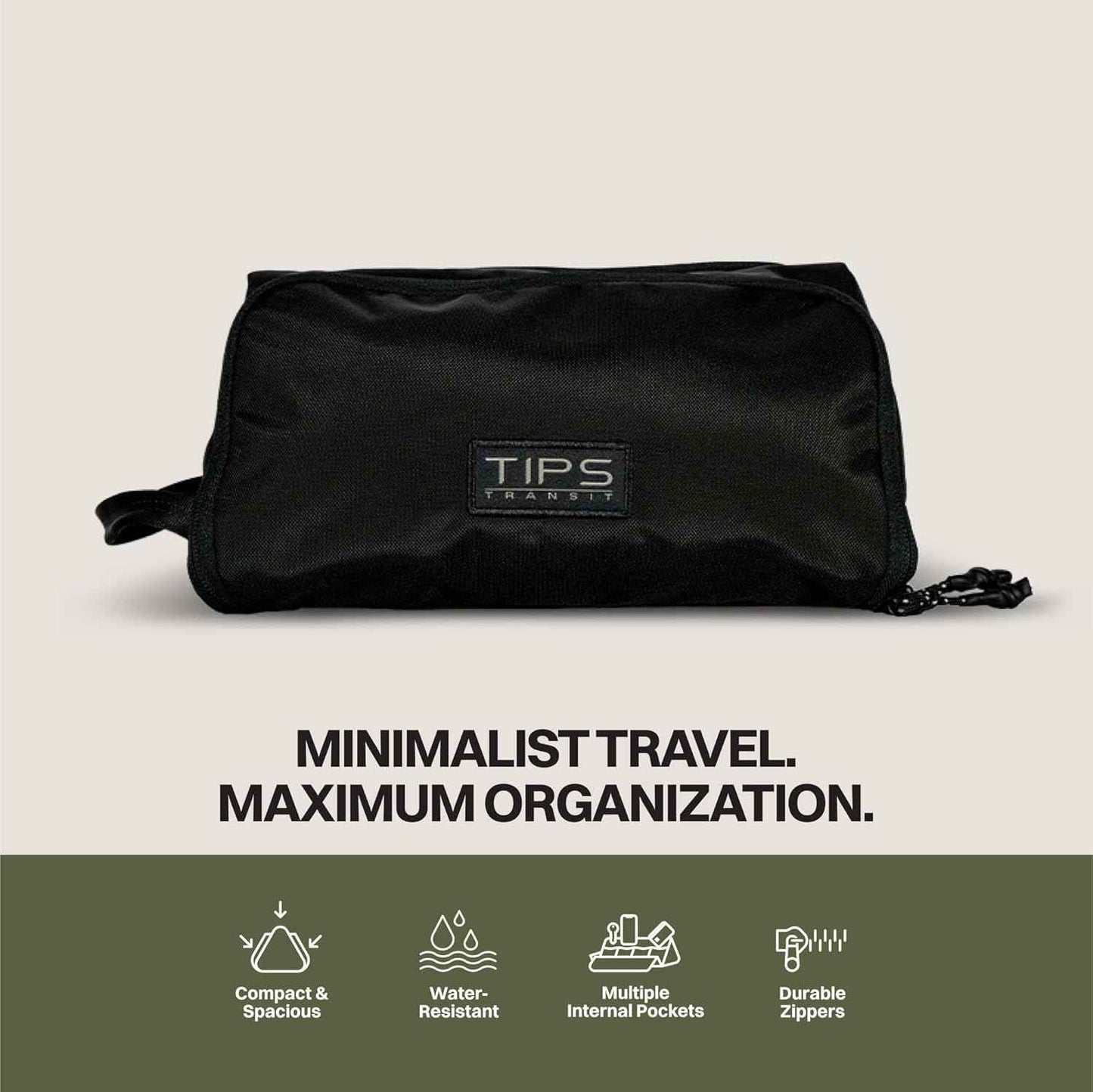 Blue Tees Golf TIPS Travel Kit Compact & Durable Dopp Kit for Toiletries, Electronics & Accessories, Waterproof Interior, Multiple Pockets, and Triangular Design, Ideal for Travel & Everyday Use