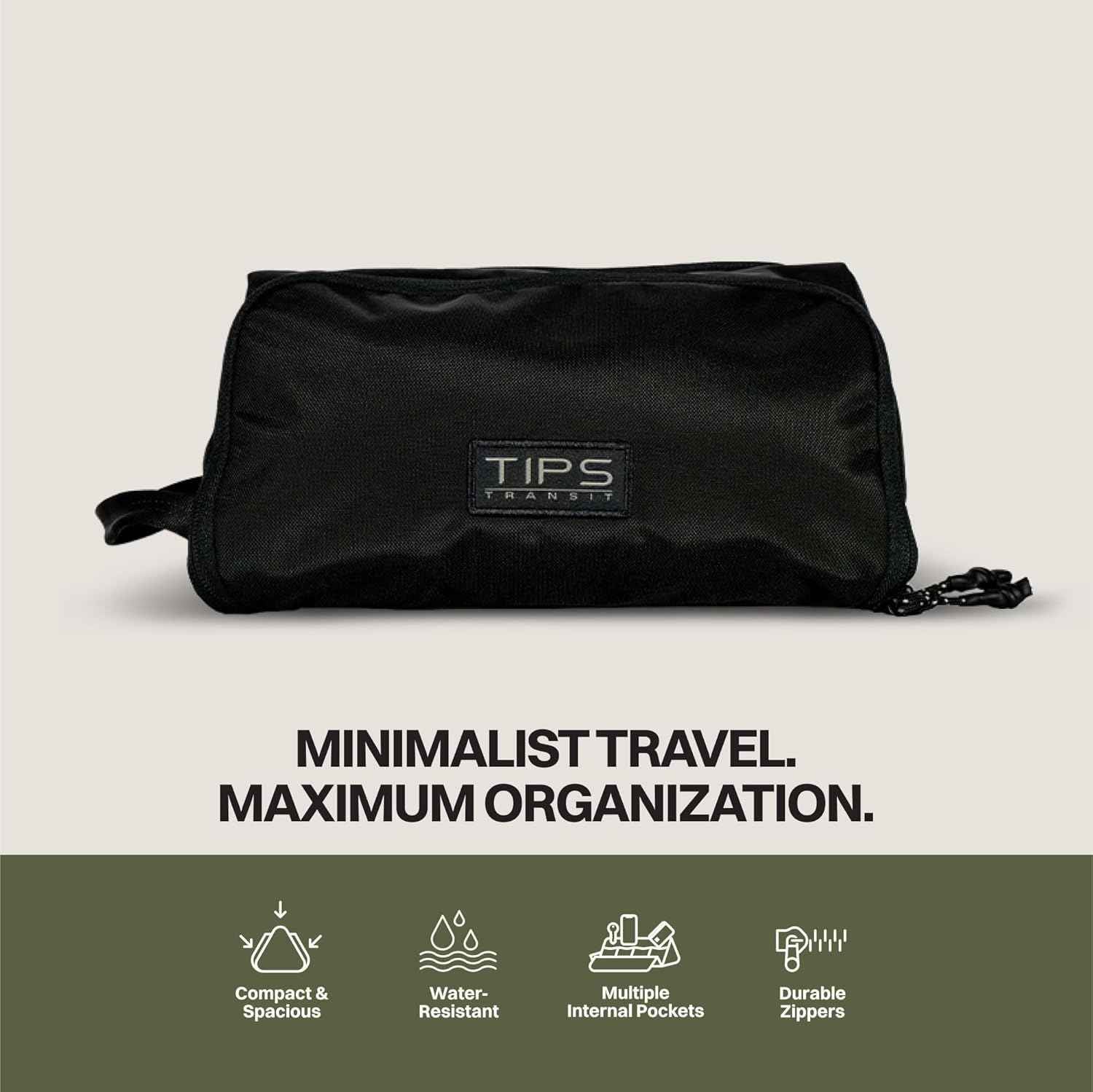 Blue Tees Golf TIPS Travel Kit Compact & Durable Dopp Kit for Toiletries, Electronics & Accessories, Waterproof Interior, Multiple Pockets, and Triangular Design, Ideal for Travel & Everyday Use