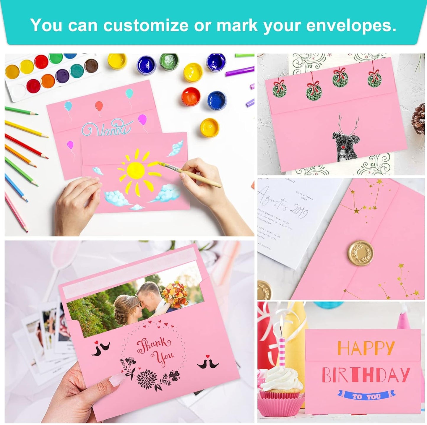 70 Packs of Invitation Envelopes, A2 Envelopes Pink, Postcard Envelopes, Envelopes for 4.5x5.5 Cards, Envelopes for Invitations, Envelopes Self Seal for Photos RSVP, Greeting Cards - Lumora Desk