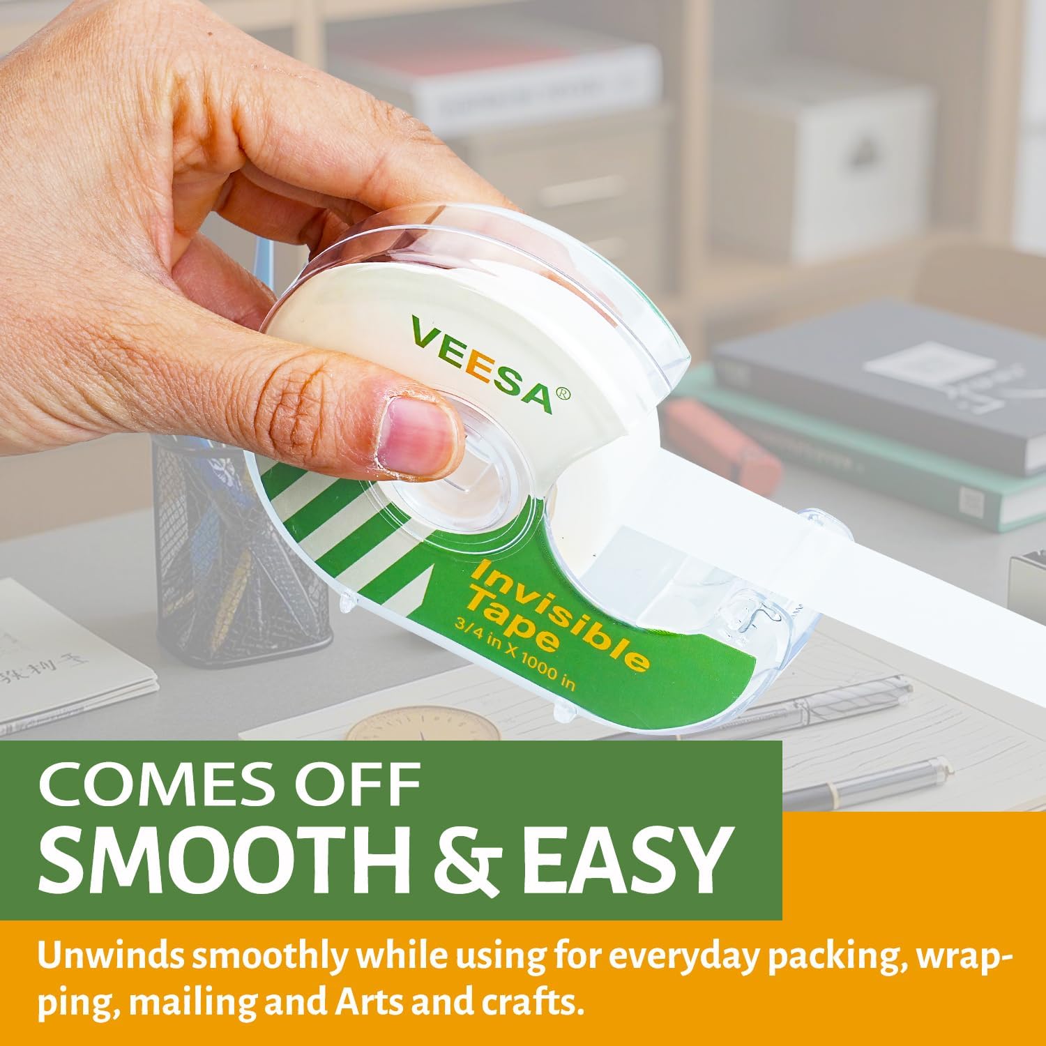 VEESA 12 Rolls Invisible Tape with Dispenser, 3/4 x1000 Inches, Gift Wrapping Tape for Label & Mend, Classroom, Office, School Supplies - Lumora Desk
