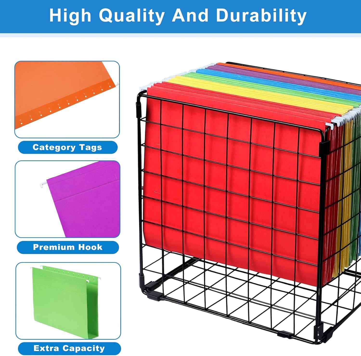 30 Pack Hanging File Folders Letter Size, Colored Hanging Folders with 1/5-Cut Adjustable Tab, Extra Capacity Hanging File Folders, 1 Inch Expansion, Perfect Office, Home, Classroom Supplies