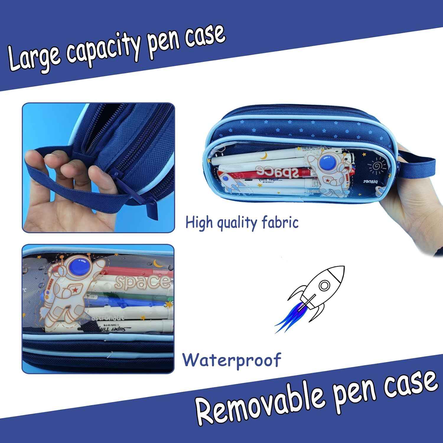 Pencil Case Large Capacity Pencil Pouch, Astronaut Pencil Bag, Aesthetic Pencil Case Pouch, Cute Pencil Case for Kids Students, Preppy Pencil Case for School, Transparent Pencil Box