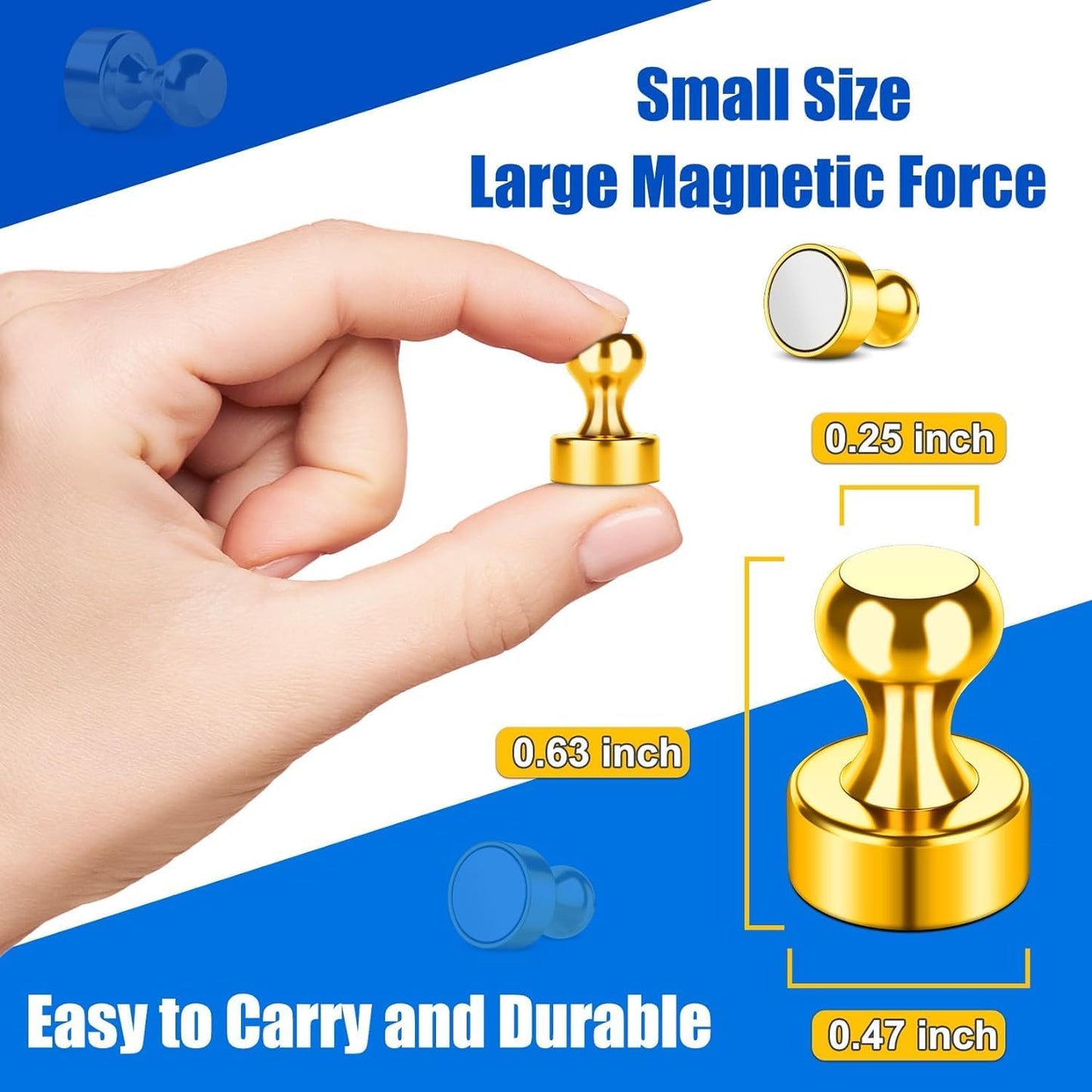 Grtard 8 Pack Magnetic Push Pins, Fridge Magnets for Whiteboard, Whiteboard Magnets Refrigerator Magnets, Small and Strong Push Pin Magnet for Office, School, Locker, and Map Magnet