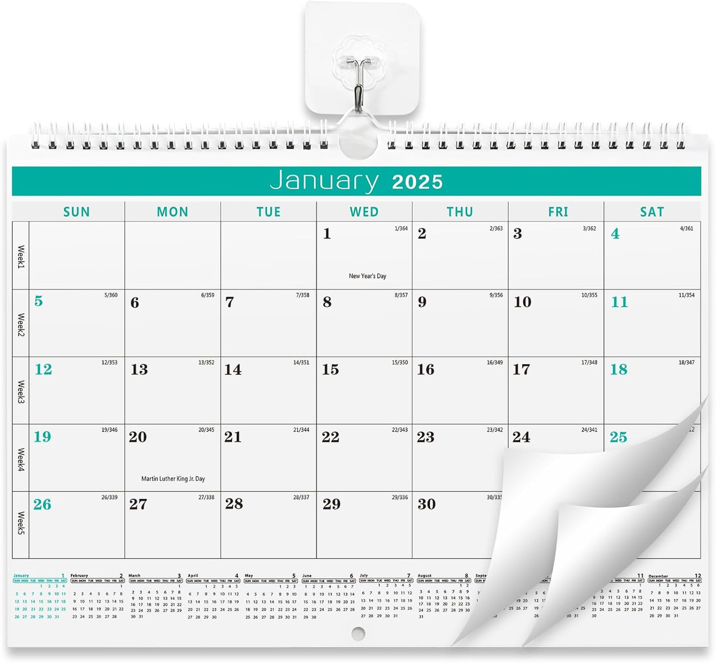 Wall Calendar -Calendar 2025-2026 from Jan. 2025 to Jun. 2026,18 Months Calendar,13.7"×11"Thick Paper with festival Dates and Ruled Blocks for Home or Office New Year and Christmas Gifts