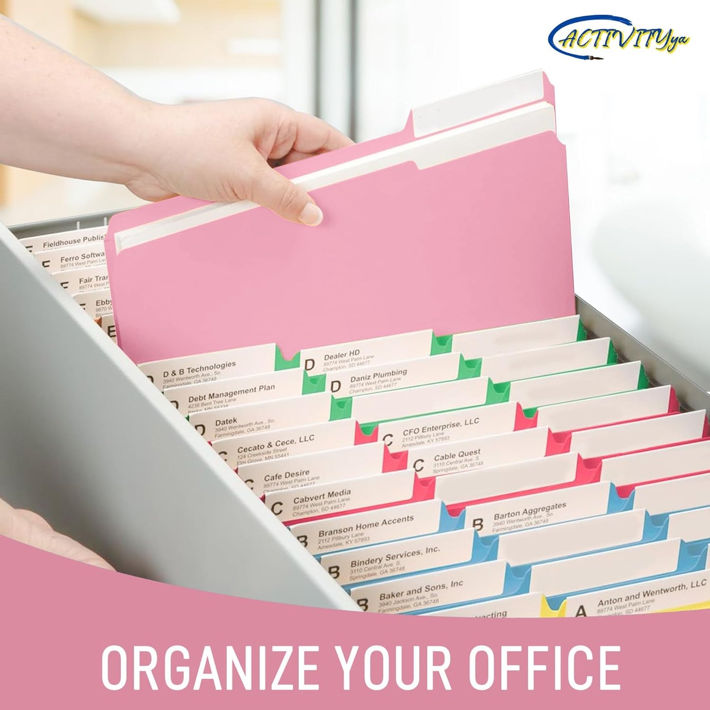 Pink File Folders, 1/3-Cut Tabs, Letter Size, 12-Pack – Durable Office Filing Folders for Documents, Papers, and Organization