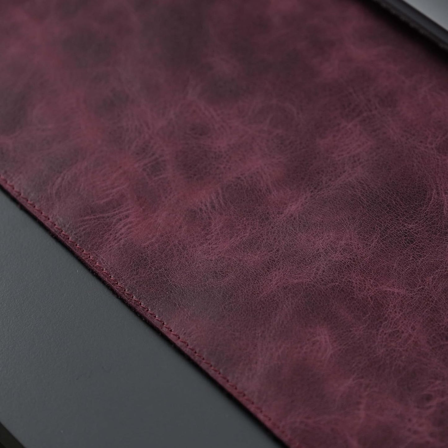 Jersey Genuine Calfskin Leather Desk Pad, Office Desk Mat with Non-Slip Bottom, Smooth Surface for Mouse & Keyboard, Desk Protector (14.6x31.5 inches) (Purple)