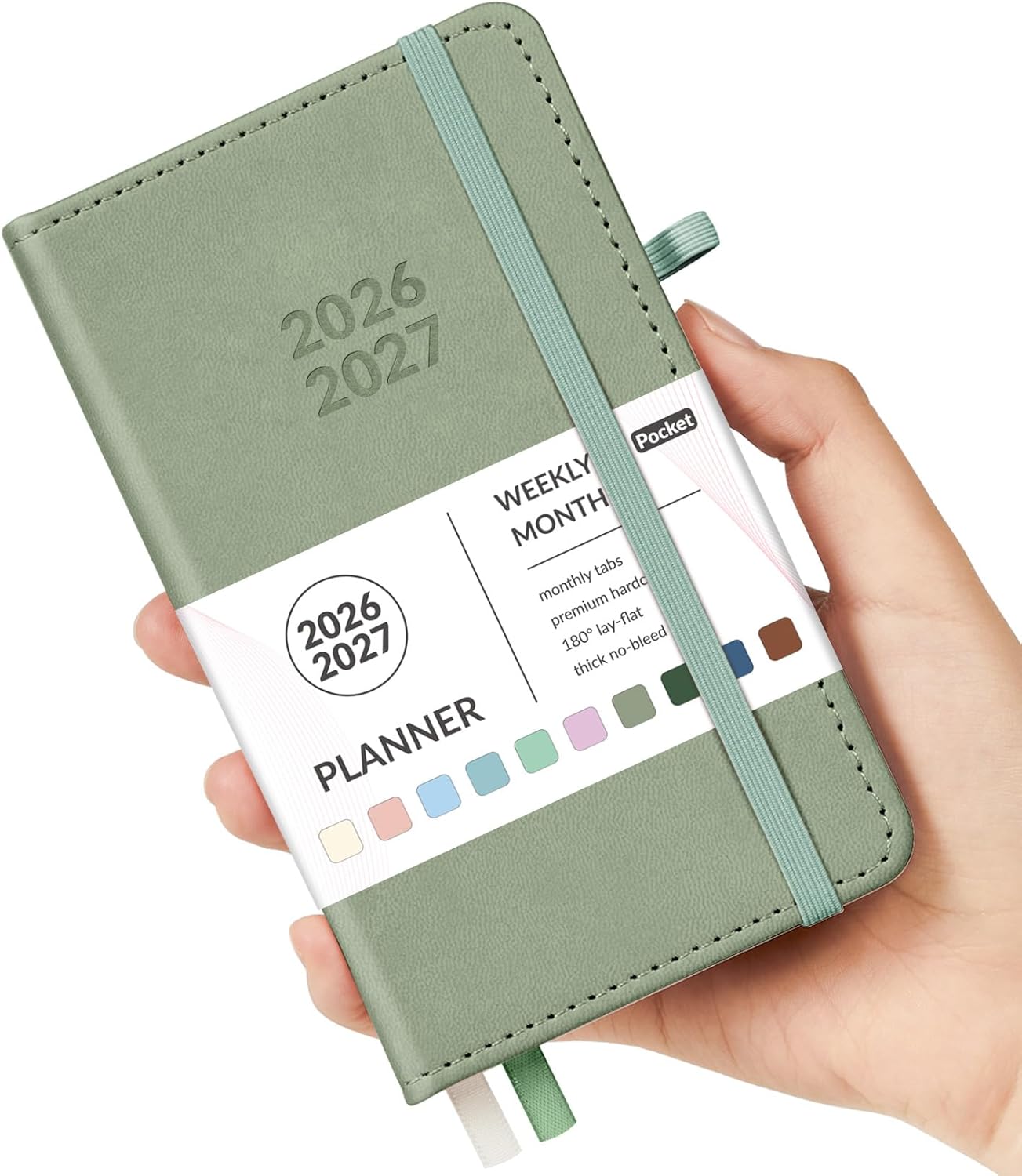 Forvencer Pocket Planner 2026-2027, Weekly Monthly Planners for Purse, 3.5" x 6", July 2026-June 2027, Cute Small Daily Academic Calendar, Elastic Band, Hardcover Agenda for Women, Teacher