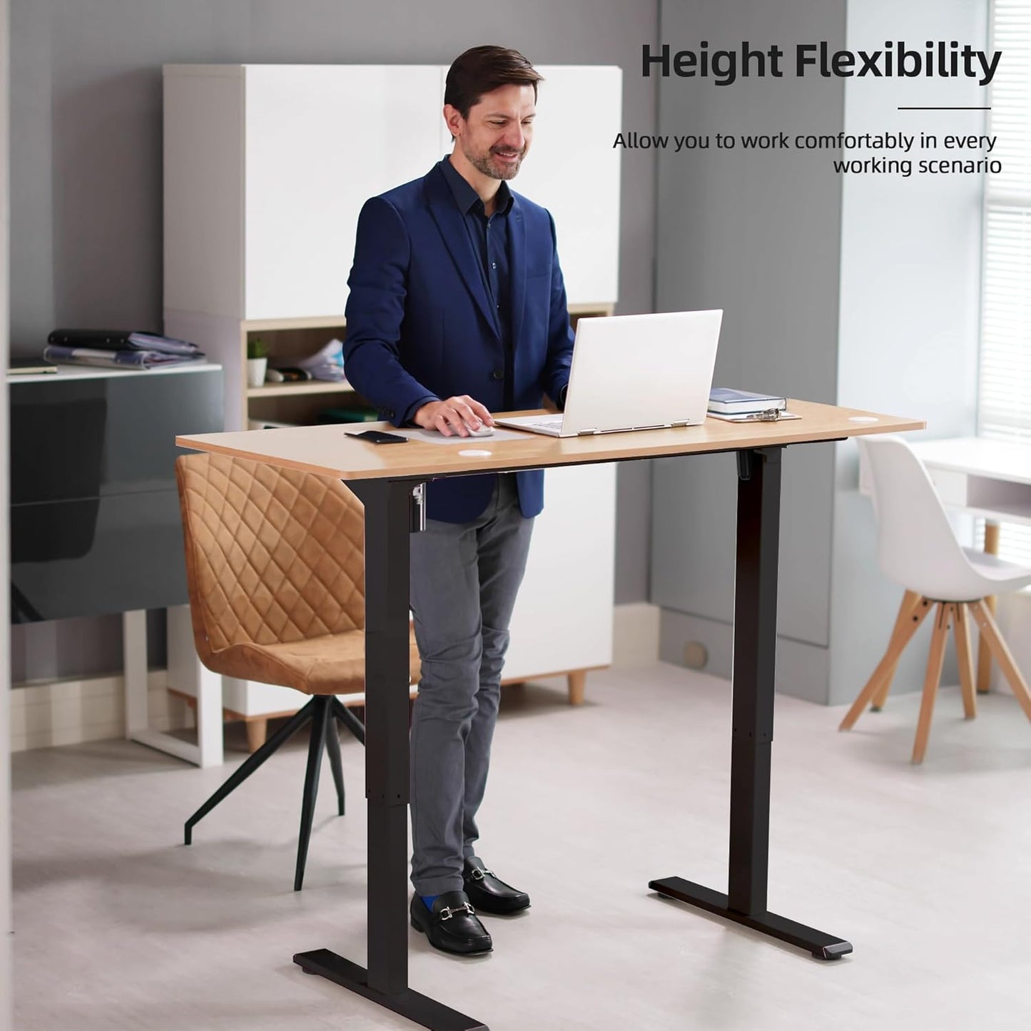 Standing Desk Frame with 330lbs Powerful Dual Motor, Electric Adjustable Height Computer Desk Legs, Sit Stand Up Desk Base with Memory Controller, for Home Office, Black,ED04NB (Frame Only)