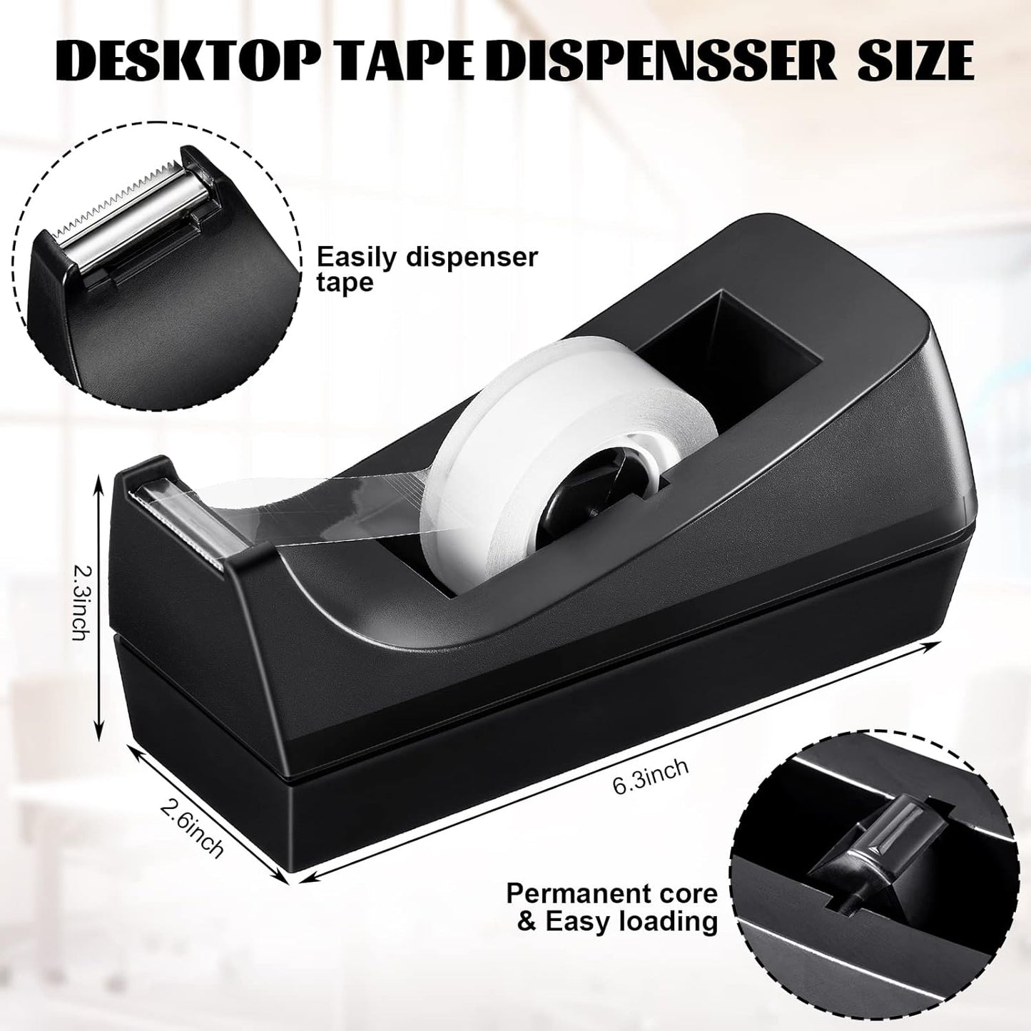 6 Pack Desktop Tape Dispenser Tape Roll Non Skid Base Tape Dispensers for Office Home School (Tape Not Included) - Lumora Desk