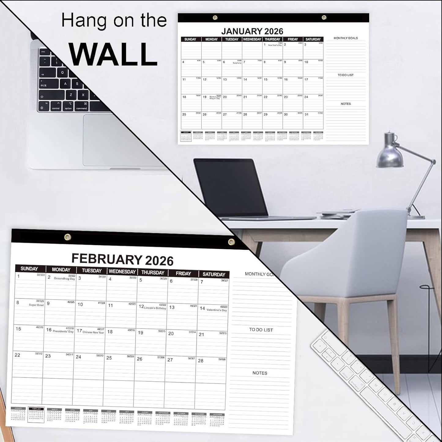 GuassLee Desk Calendar 2025, 5 Packs, 19 Months Calendar 17" × 11.5" Desk Calendar from June. 2025 to December. 2026 with Julian Date, To-do List, Notes, Monthly Goals, for Home School Office