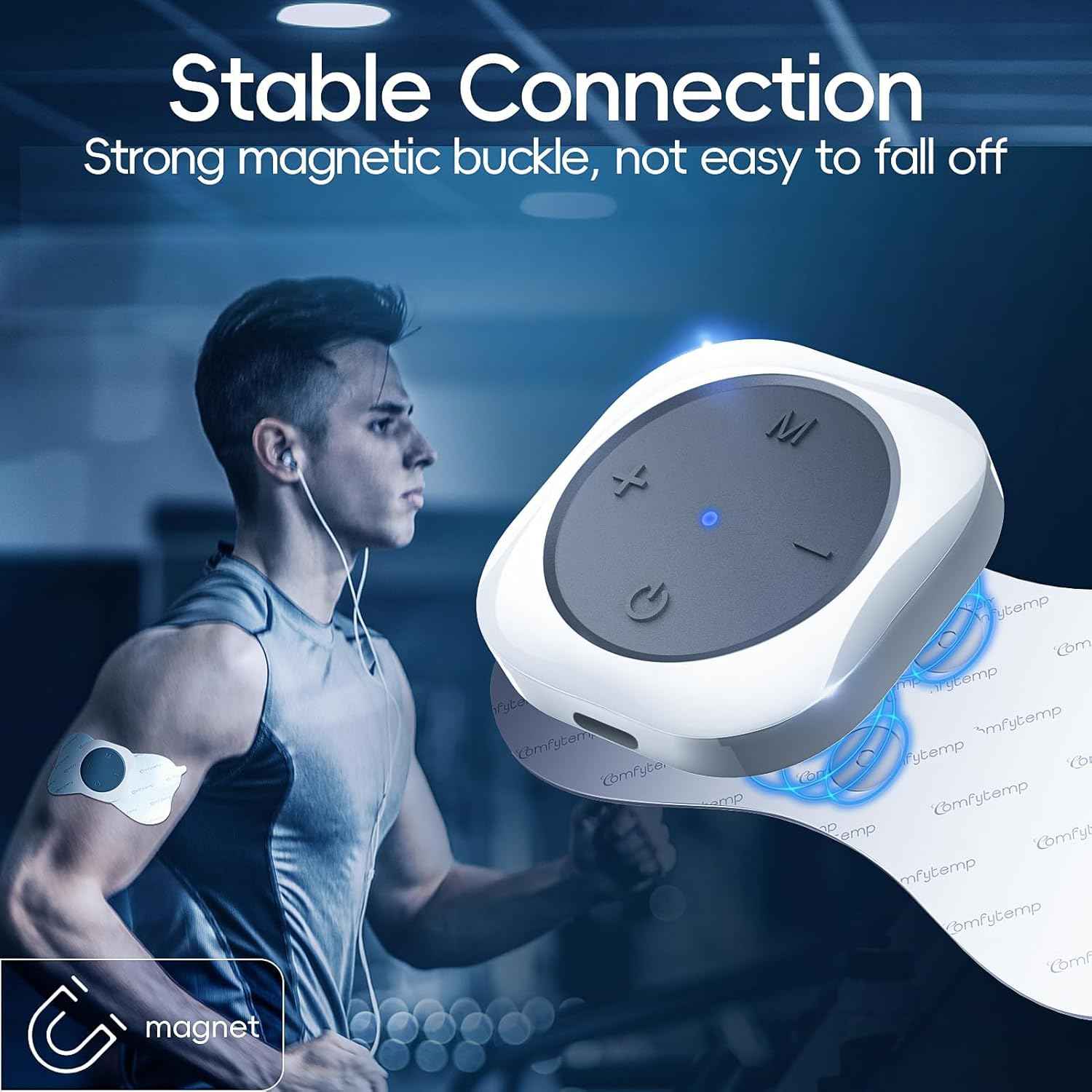 Comfytemp Transcutaneous Electrical Nerve Stimulator, Wireless TENS Unit Muscle Stimulator for Pain Relief, Rechargeable Portable TENS Unit Machine with Two Hosts for Back, Shoulder, Waist, Leg, Arm