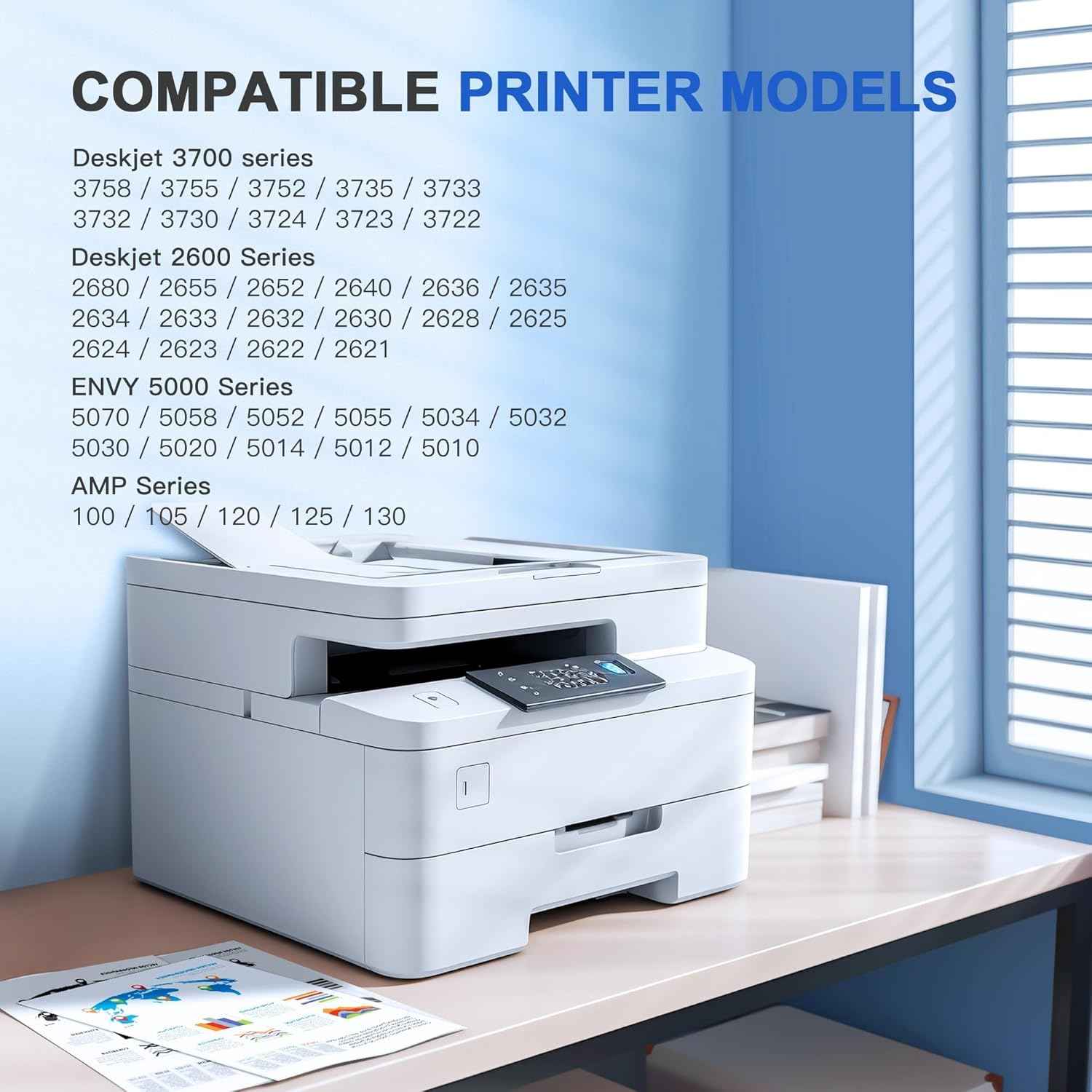 65XL Ink Cartridges Black/Color Combo Pack High-Yield Replacement for HP Ink 65 65XL Ink Cartridges Work for HP DeskJet 3755 3772 3700 3752 3722 2600 2622 Envy 5055 5000 5070 5052 (1 Black,1 Color)