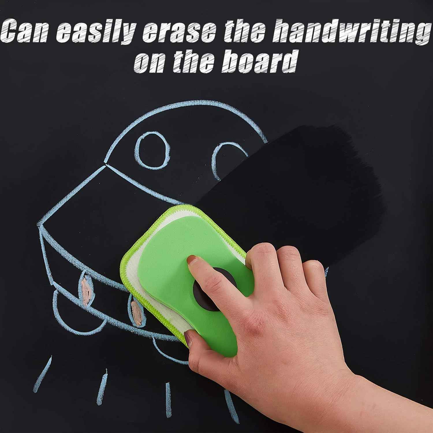 Zonon 3 Pcs Pcs Chalk Eraser Bulk Chalk Board Chalkboard Erasers Dust Free for Blackboard Dry White Board Whiteboard Magnetic Reusable for Classroom Markers, Home and Office (Blue)