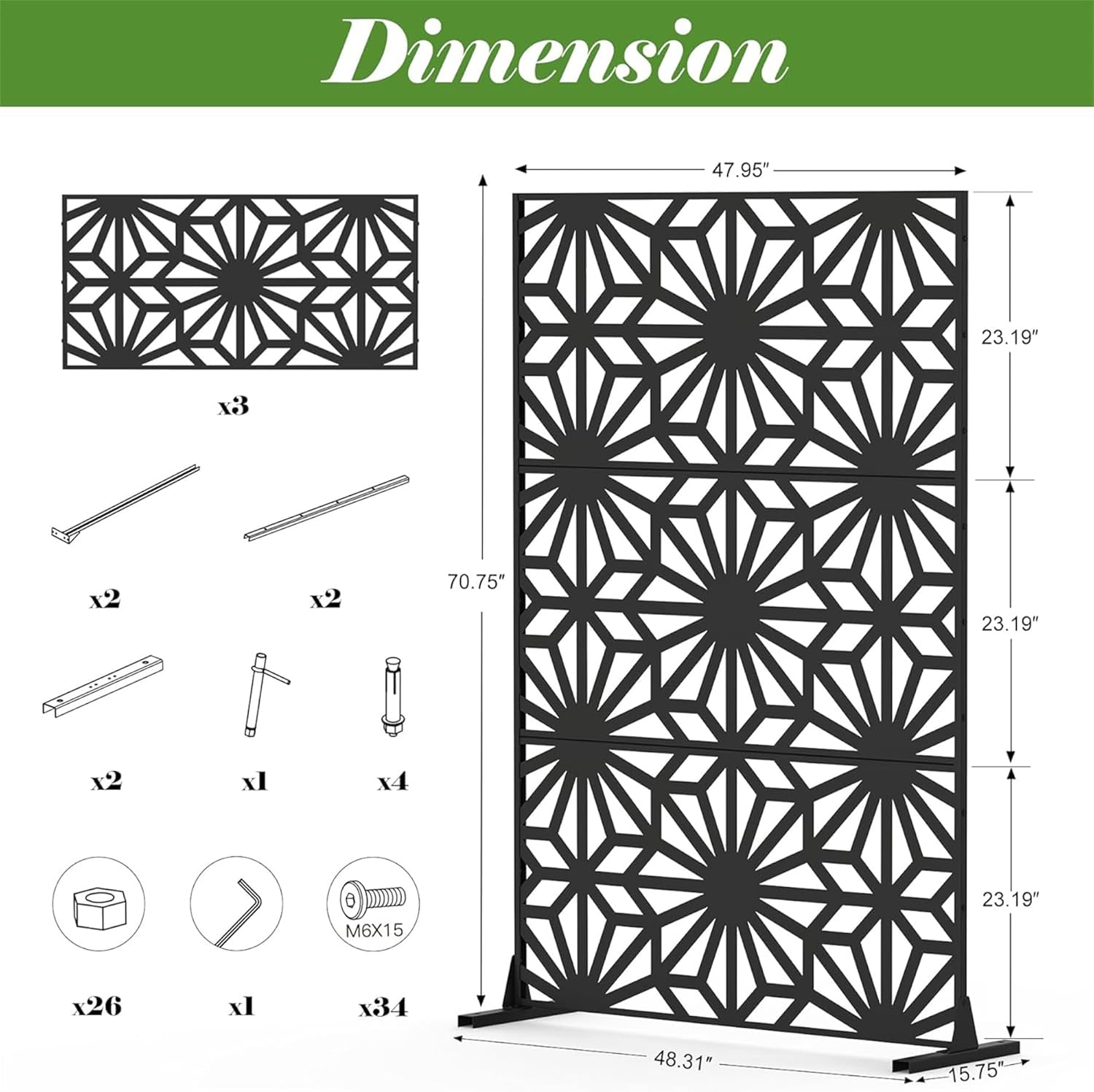 NicBex Room Divider 1 Panel Room Dividers with Flowers Pattern Design Partition Room Dividers and Metal Privacy Screens Wall Divider for Outdoor, Room Separation,48.31" W x 15.75" D x 70.75" H, Black - Lumora Desk