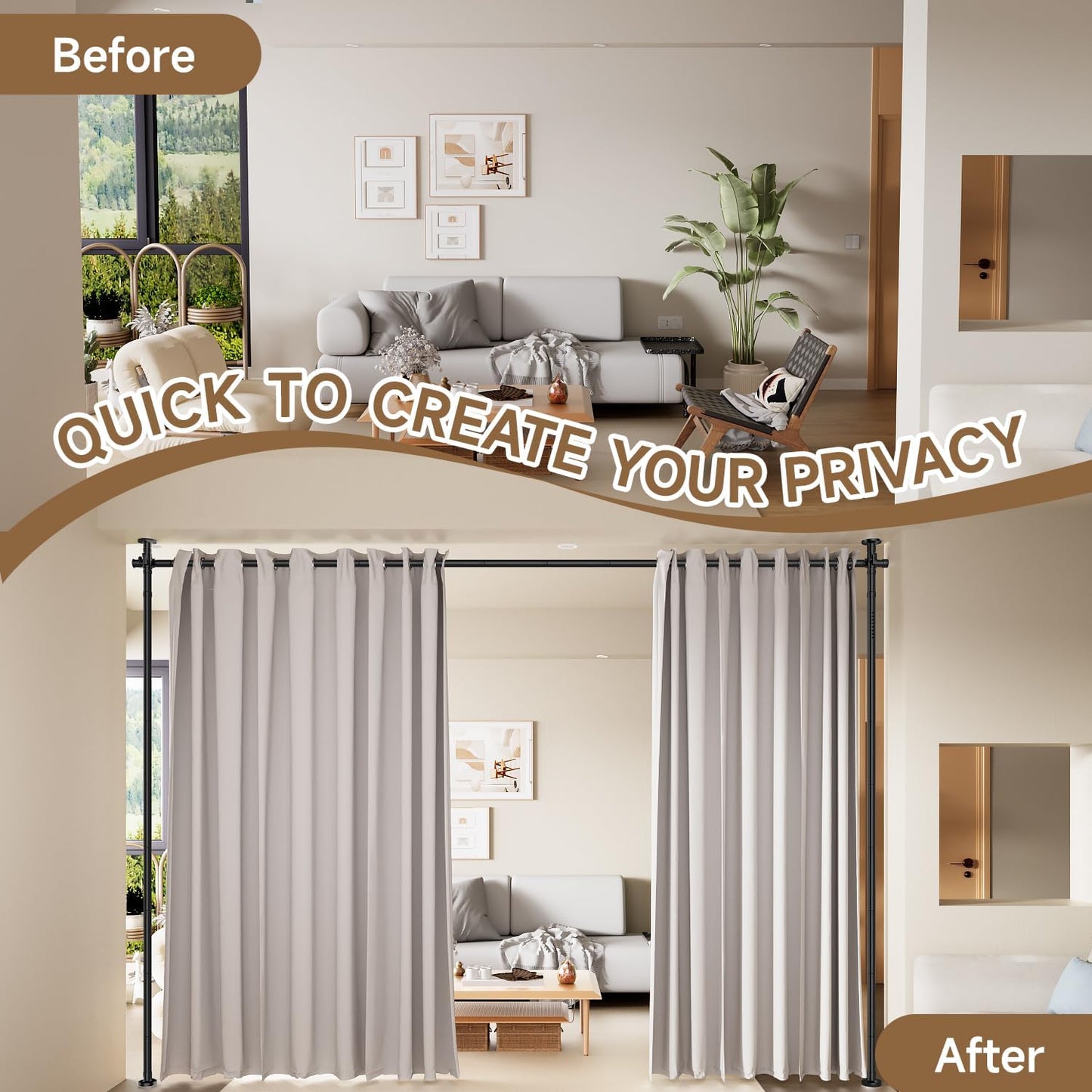 Room Divider Folding Privacy Screens with Wheels, 6FT Tall Divider for Room Separation, Movable Room Partitons and Dividers, Indoor Room Dividers Panel with Fabric (Black, 1 Panel-78‘’)