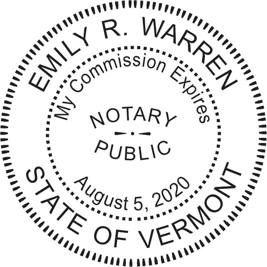 MaxMark Round Notary Pre-Inked Stamp for State of Vermont
