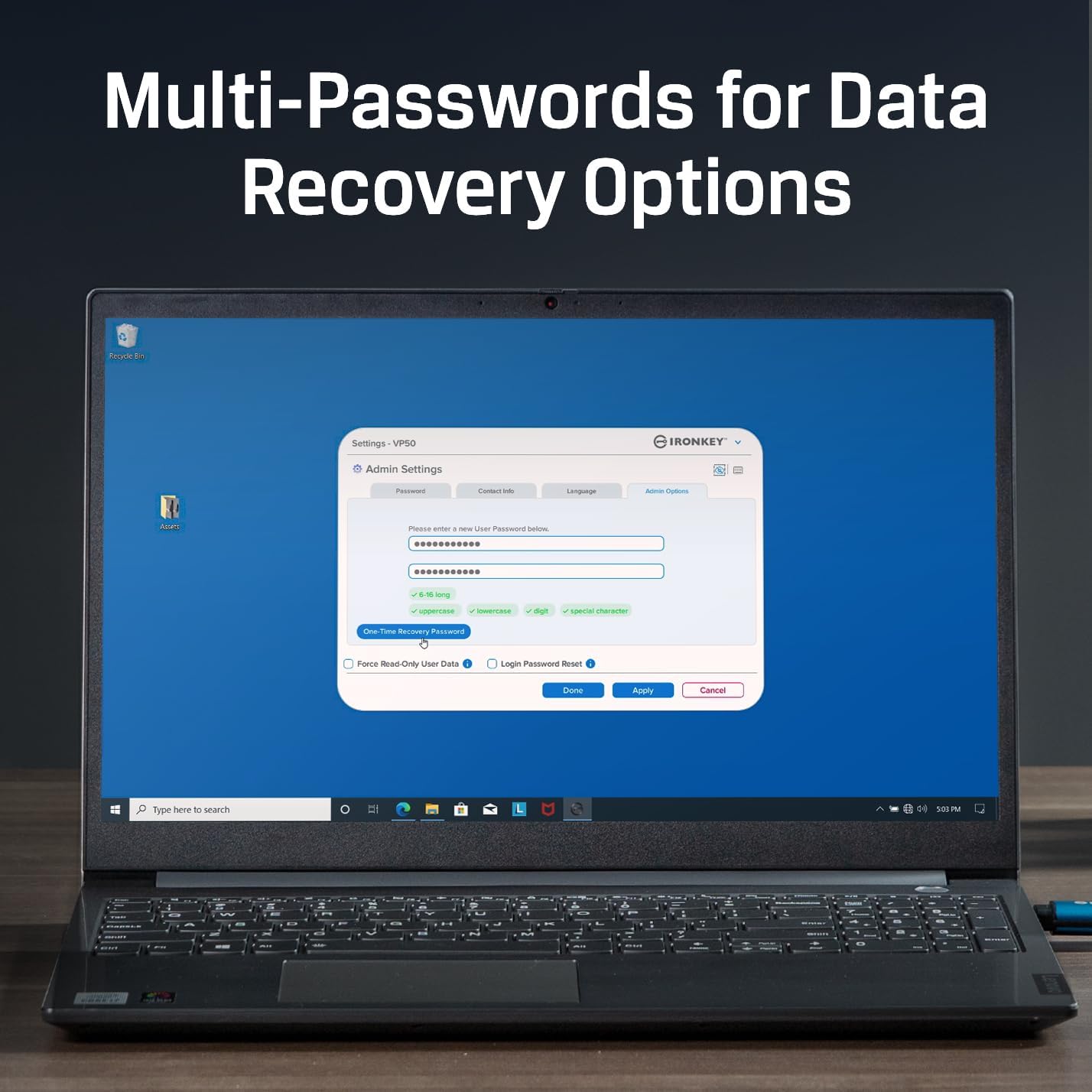 Kingston Ironkey Vault Privacy 50 USB-A 512GB Encrypted Flash Drive | FIPS 197 Certified | XTS-AES 256-bit | BadUSB and Brute Force Protection | Mult-Password Option | IKVP50/512GB