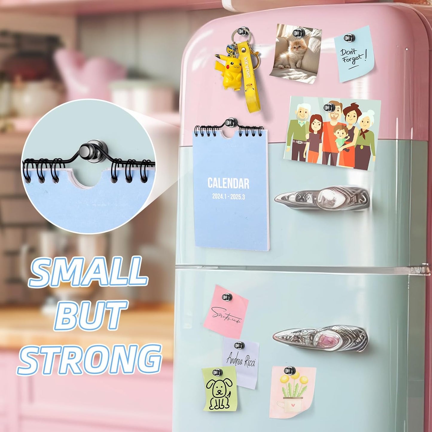 VNDUEEY 20Pcs Strong Fridge Magnets, Black Refrigerator Magnets, Magnetic Push Pins, Strong Whiteboard Magnets for Locker, Map, Kitchen, Office, School, Adults