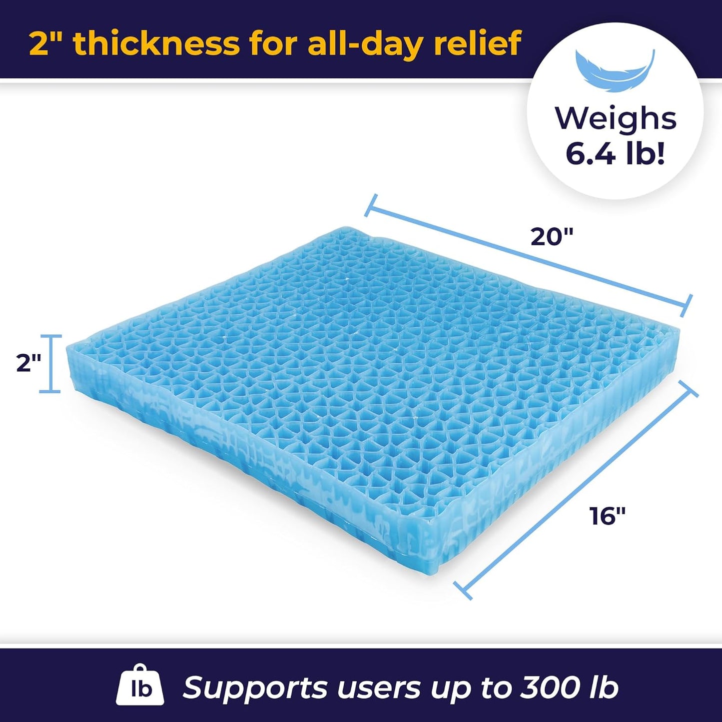Drive Medical DualEase Gel Seat Chair Cushion for Wheelchair, Office Chairs & More, 20 Inch 2-Sided Pressure Relieving Cushion with Cooling Airflow, Machine Washable Cover, 2-Year Warranty