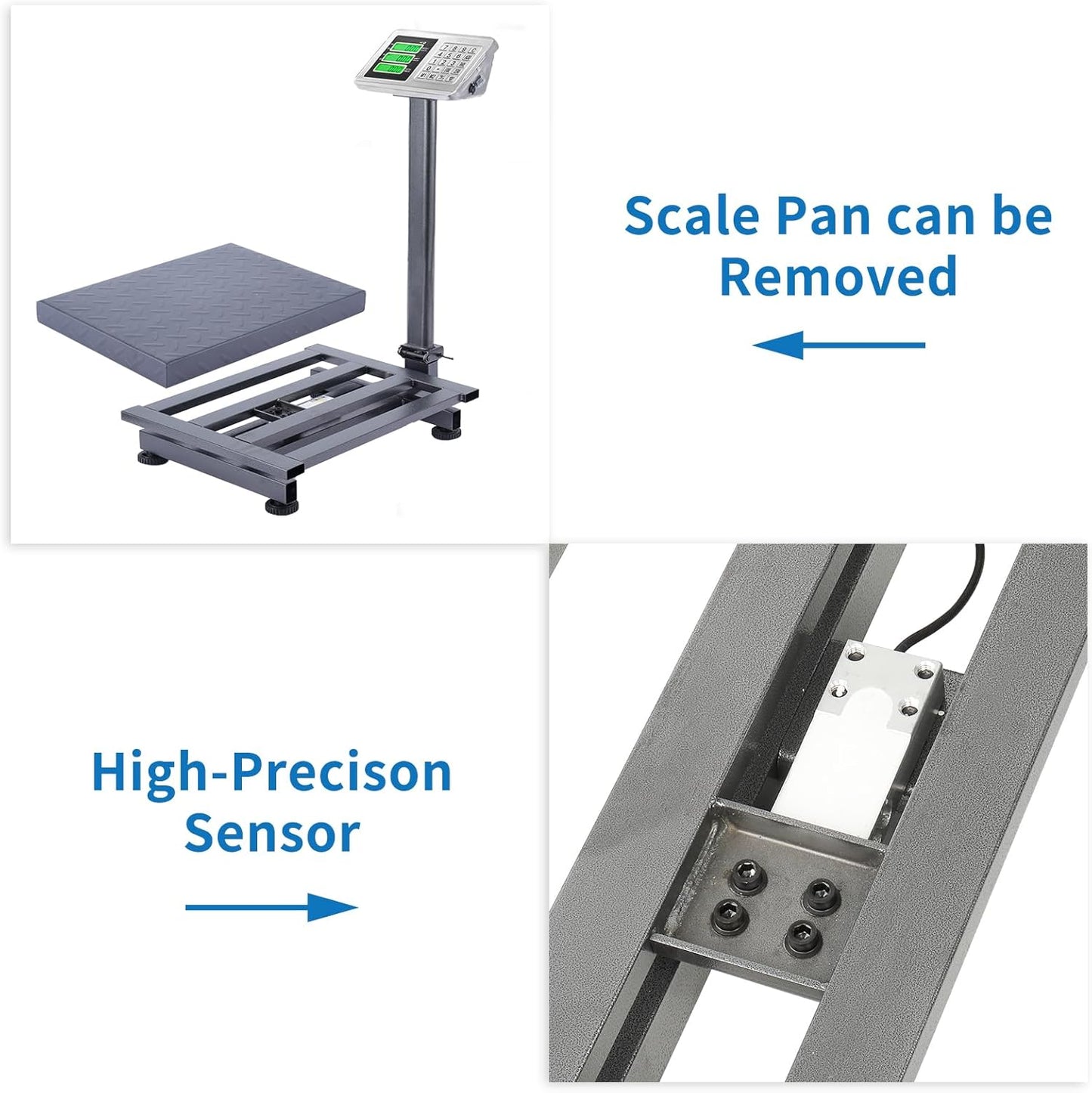TUFFIOM 661lbs Electronic Industrial Commercial Platform Scale,Stainless Steel High-Definition LCD Display,Digital Floor Heavy Duty,Luggage Package Price Computing Postal Shipping Mailing，Grey - Lumora Desk