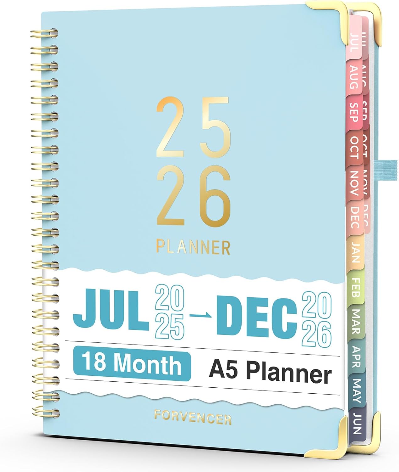 Jul 2025 - Dec 2026 Planner, Forvencer Academic Planner 2025-2026, 18 Month Daily Planner, 6" x 8", Weekly & Monthly Agenda Book, Hardcover Calendar Book, School Supplies for Student Teacher, Blue