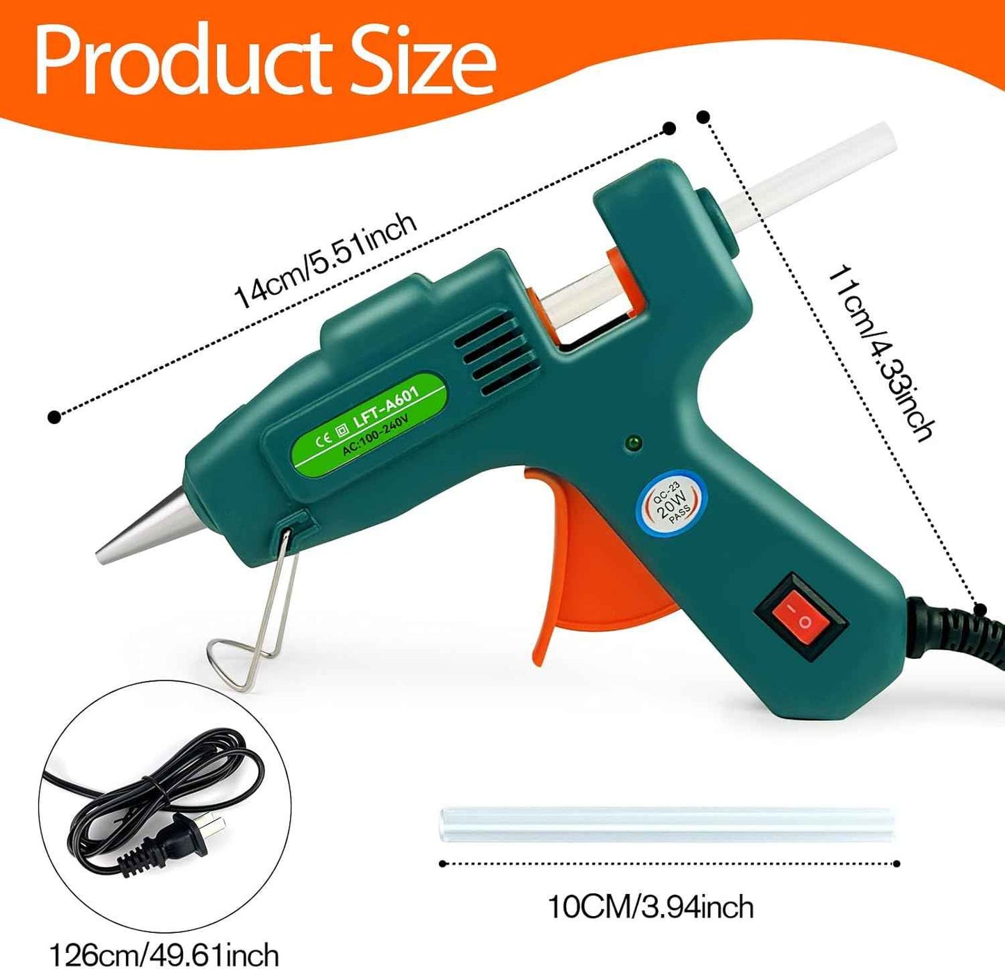 SHJADE Hot Glue Gun with 30 Glue Sticks, Fast Preheating Hot Melt Gun, Mini Glue Gun Kit for Kids DIY School Craft Projects and Quick Home Repairs, 20W Green
