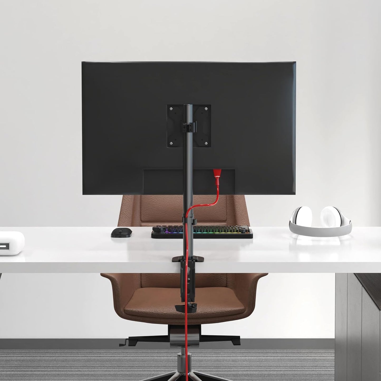 Pholiten Single Monitor Stand, Heavy Duty Adjustable Monitor Arm Desk Mount for 13-32Inch, Tilt, Swivel, Rotate, Support 22 lbs,Black