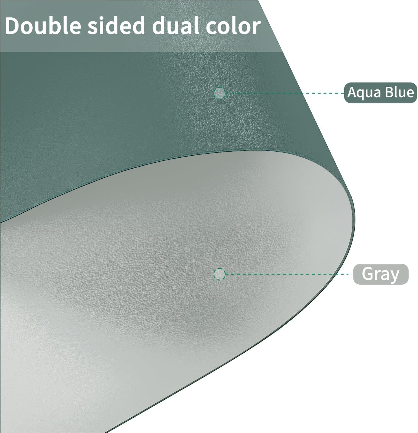 Leather Table Cover,1.8mm Thick,24x60 Inch Desk Cover,Large Desk Mat,Table Protector,Table Cover Protector,Desk Protector,Table Pad,(Aqua Blue+Gray,24x60)