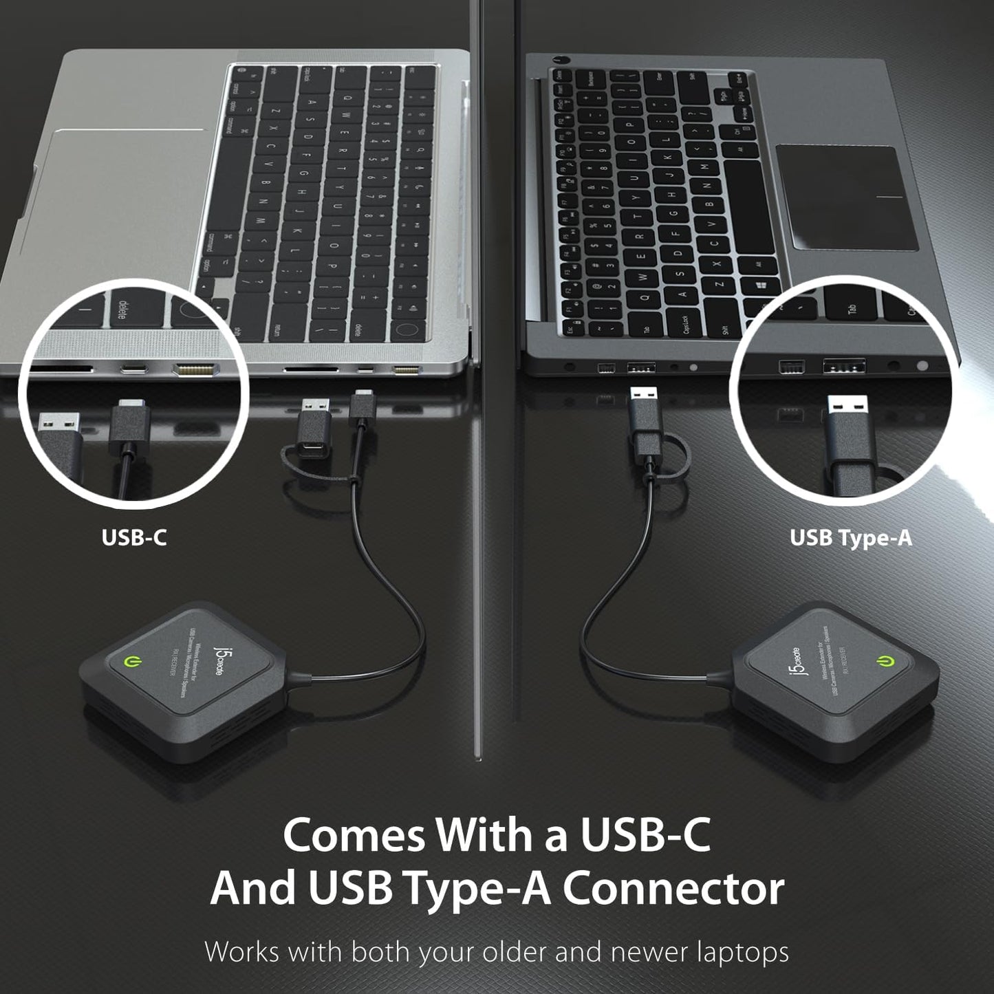 j5create Wireless Extender for USB Webcam, Microphones, or Speakers, Ideal for Streaming & Conferencing, No USB Mouse/Keyboard Compatibility (JVW120)