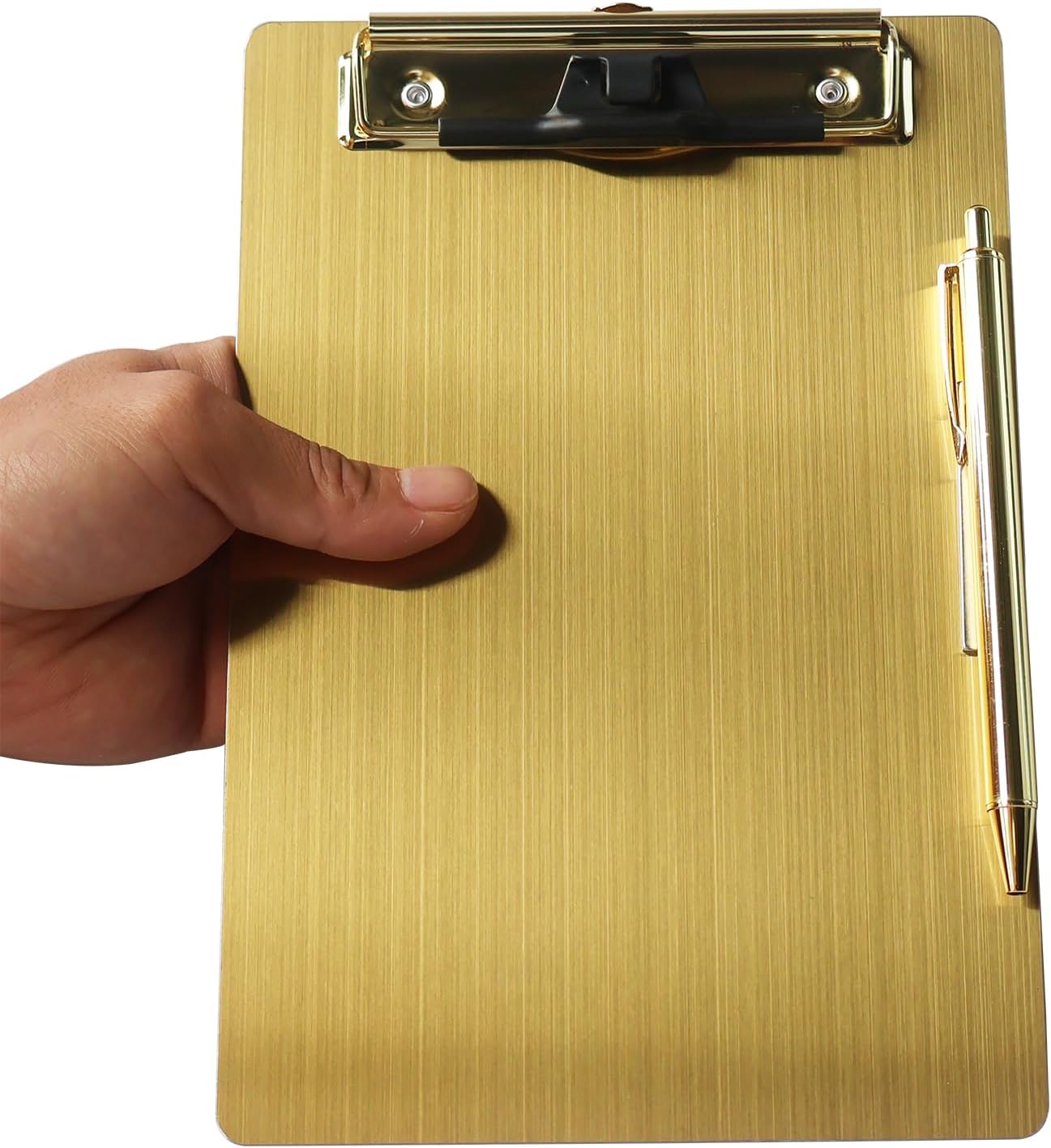Stainless Steel Magnetic Clipboard with Pen - Multiple Sizes, Magnetic Design, Essential for Office and Home (Gold 6.3 x 9.3 Inches)