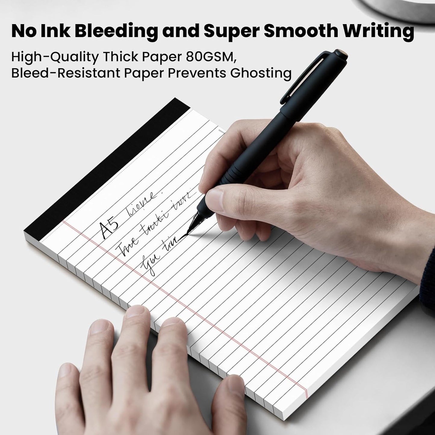 6 Pack Notepads 5x8, Small Legal Pads Narrow College Ruled, 30 Sheets/Pack, Perforated Notebook - White Note Pads for School, Memo, Note Taking, Teacher & Office Supplies, Writing Pads of Paper