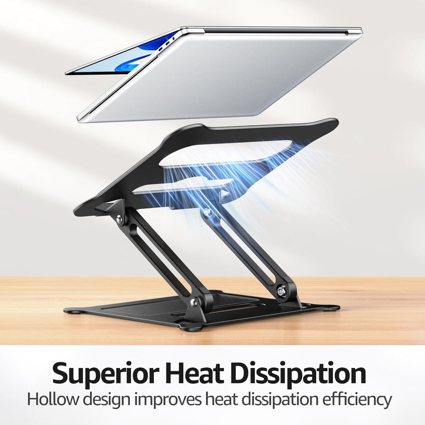 Urmust Laptop Notebook Stand Holder Adjustable Laptop Stand Portable Computer Riser Compatible with MacBook Air Pro HP Dell XPS Lenovo All Laptops 10-15.6"(Black)