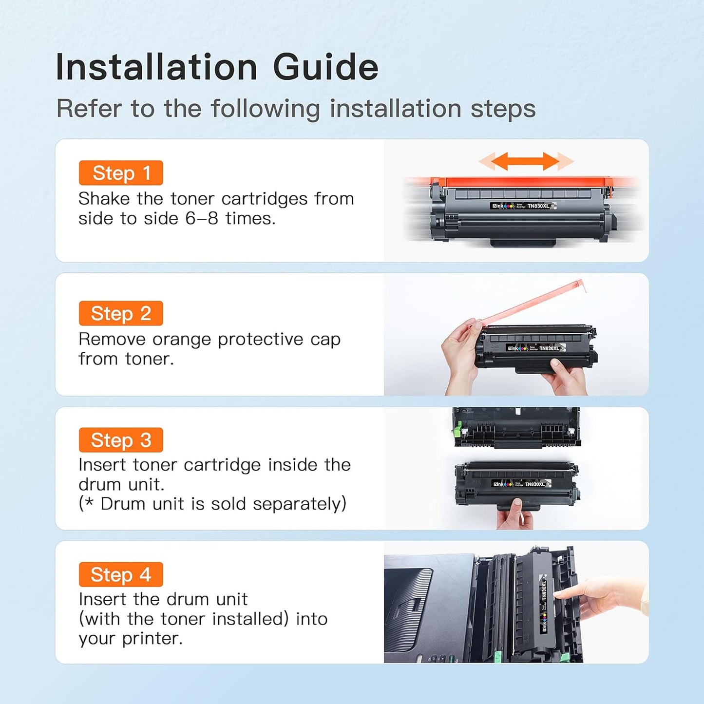 E-Z Ink TN830XL Toner for Brother Printer Compatible for Brother TN830XL TN830 Toner Cartridges to Use with DCP-L2640DW HL-L2460DW HL-L2480DW HL-L2400D (2 Black)